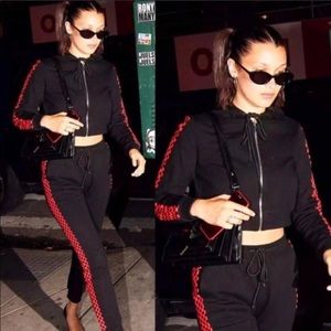 Danielle Guizio Black and Red Tracksuit